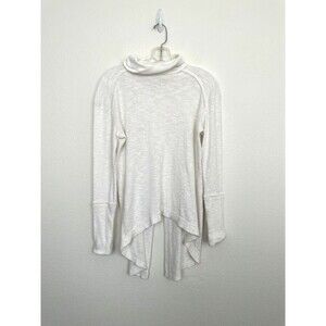 Free People We The Free Split Back Cowl Turtleneck Top White Size Small Bohemian